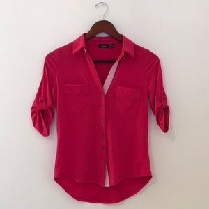 FUCHSIA BUTTON DOWN TOP!